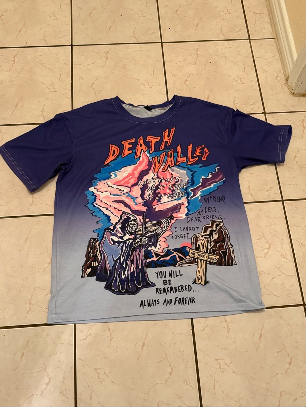 Death Valley Graphic Tee in Purple and Blue